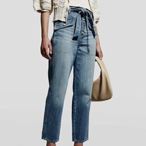 $378 NWT Veronica Beard Rinley Cropped Straight Leg High Rise Jeans Size 27